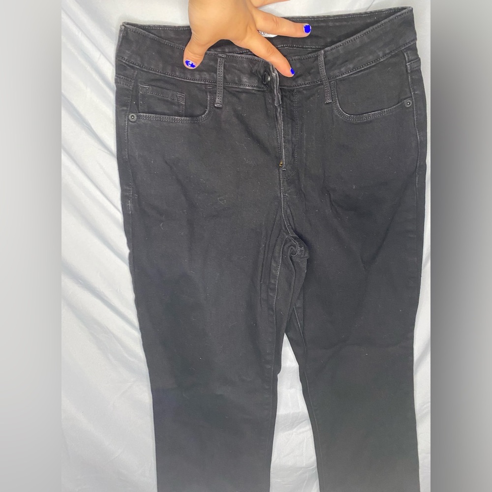 Black old navy power slim straight mid rise jeans